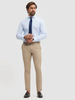 CAMISA COMFORT FIL A FIL CELESTE