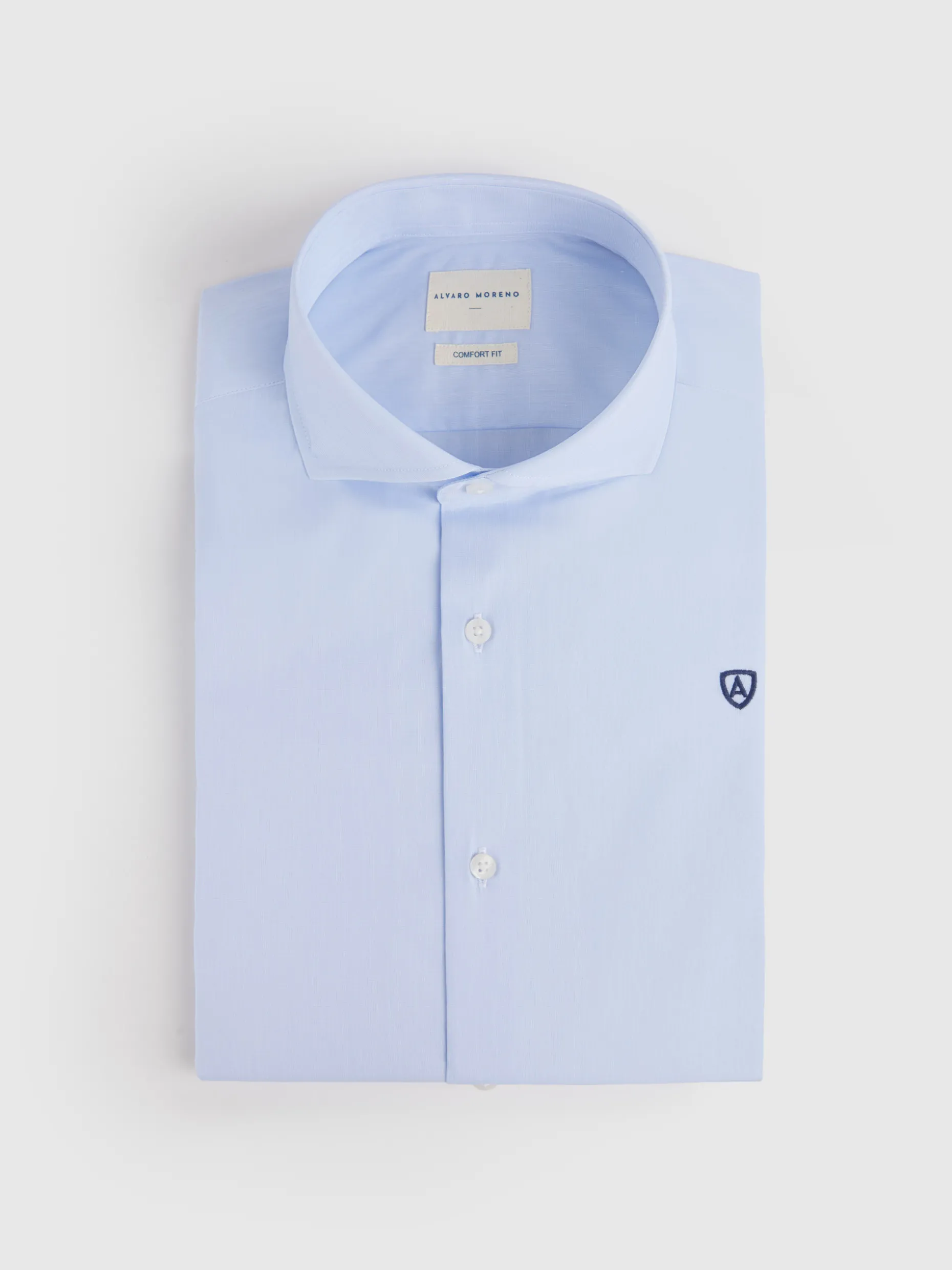 CAMISA COMFORT FIL A FIL CELESTE