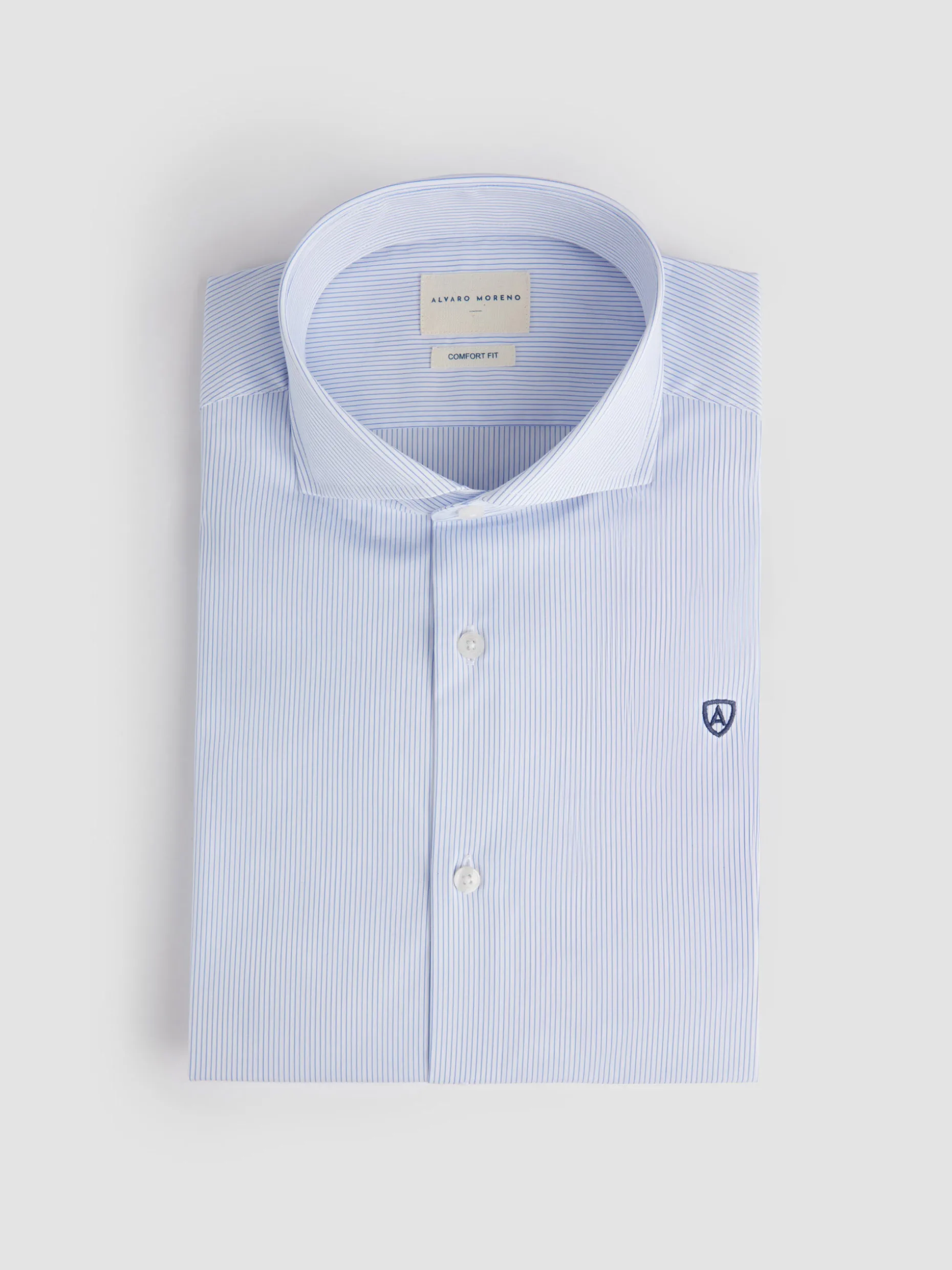 CAMISA COMFORT RAYAS CELESTE