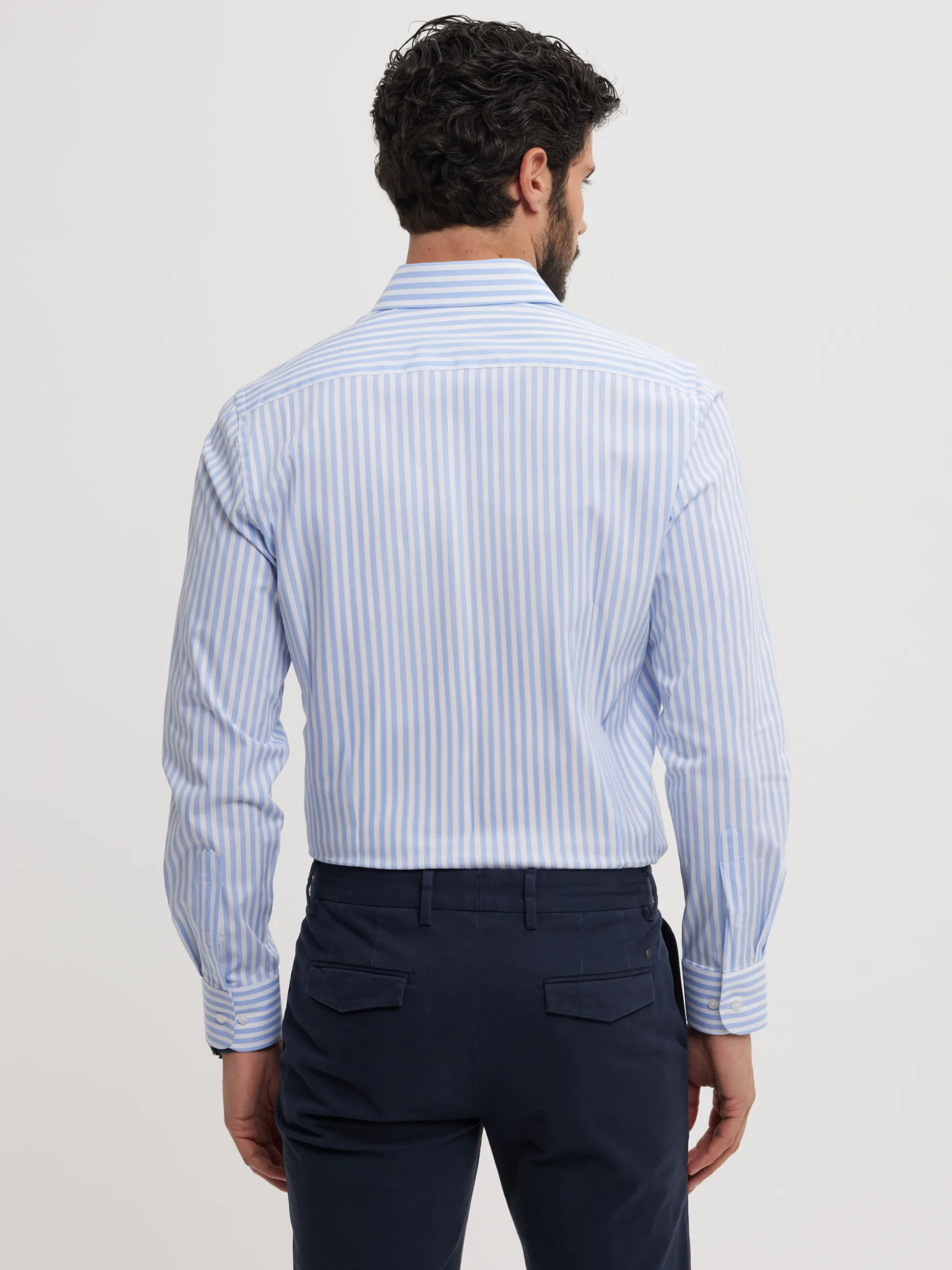 CAMISA COMFORT RAYAS CELESTE