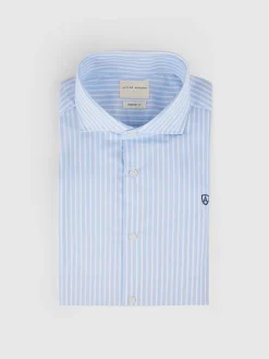 CAMISA COMFORT RAYAS CELESTE