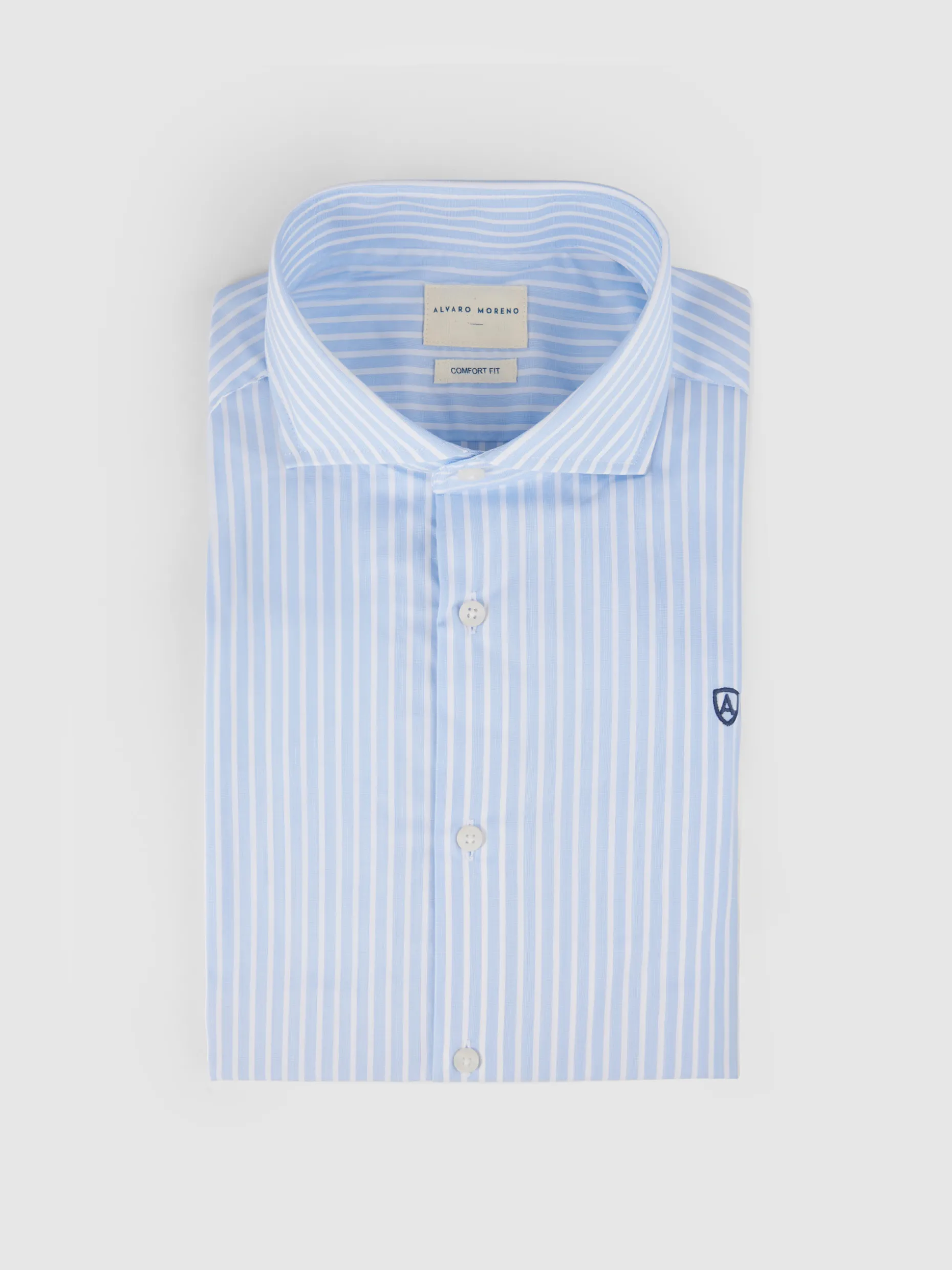 CAMISA COMFORT RAYAS CELESTE