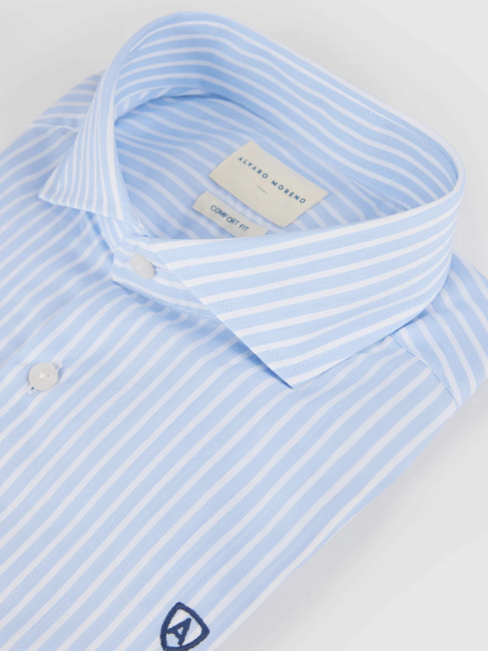 CAMISA COMFORT RAYAS CELESTE