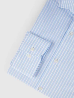 CAMISA COMFORT RAYAS CELESTE