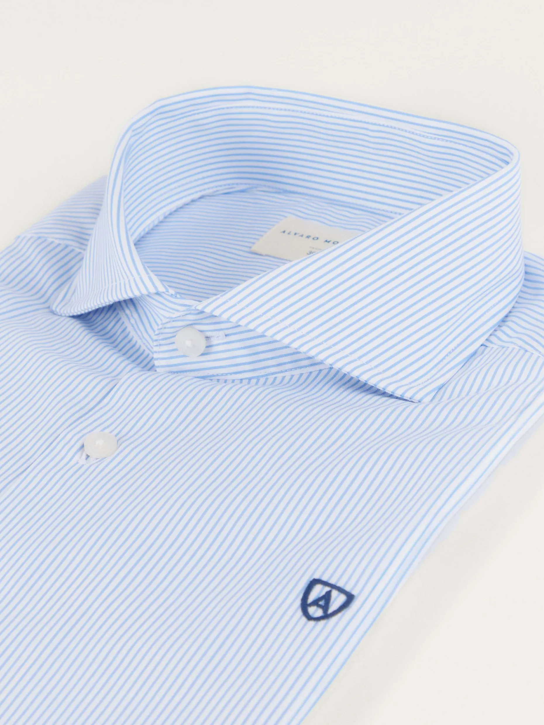 CAMISA COMFORT RAYAS CELESTE