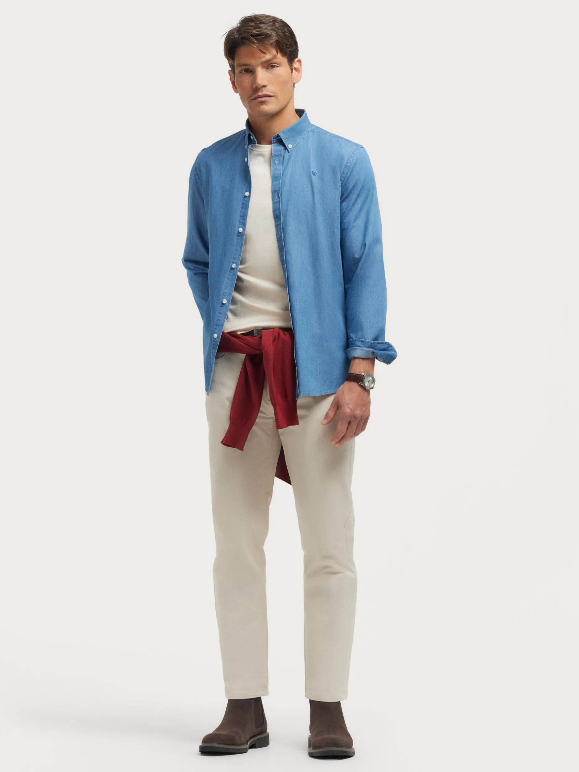 CAMISA DENIM B.DOWN AZUL