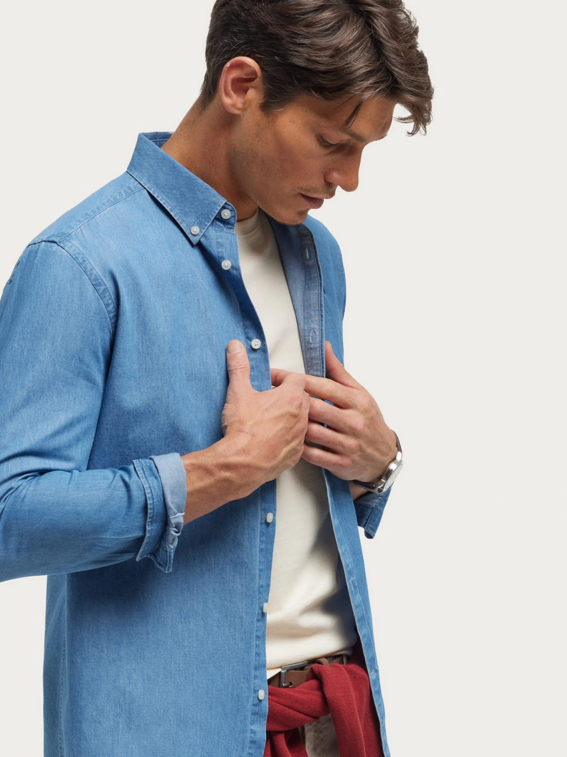 CAMISA DENIM B.DOWN AZUL