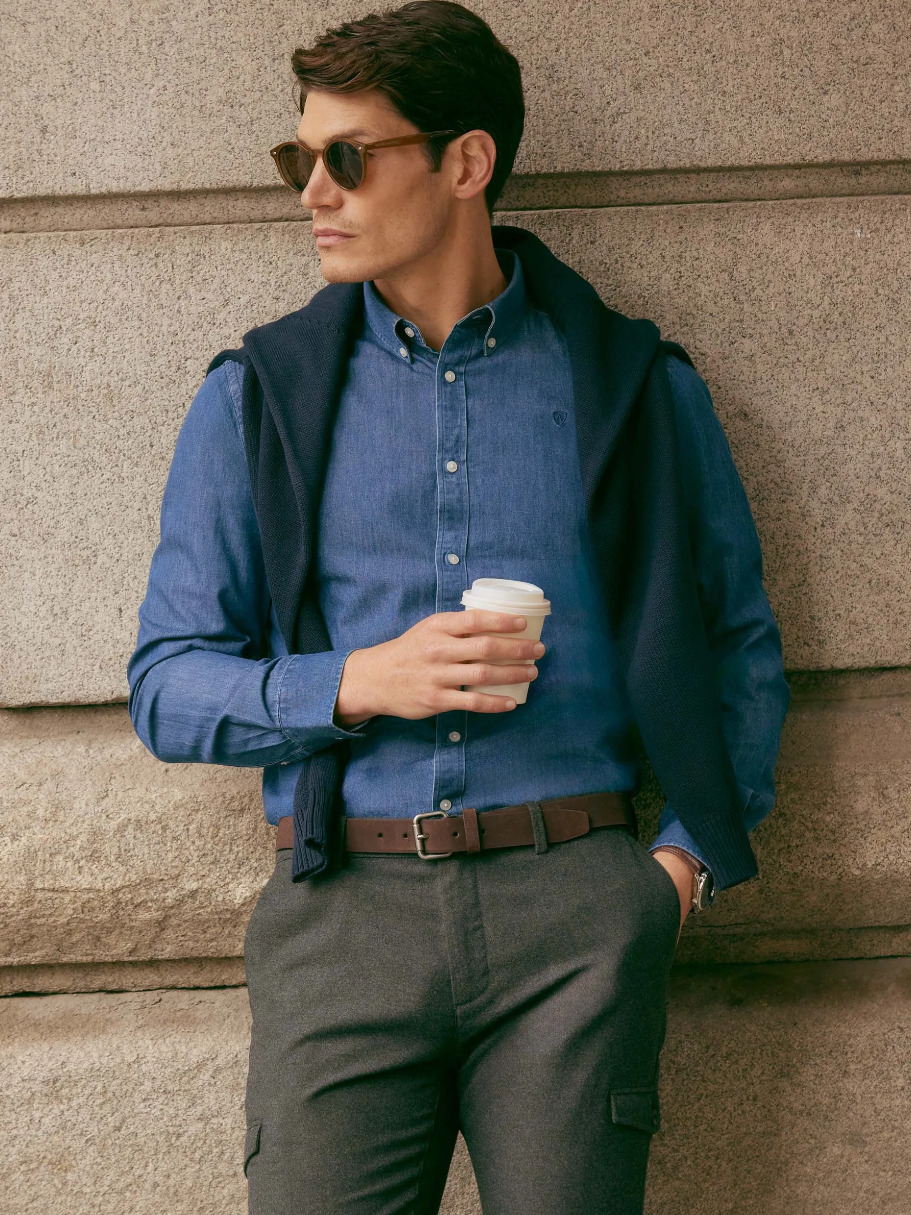 CAMISA DENIM B.DOWN AZUL MARINO