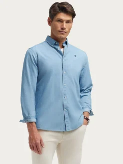 CAMISA DENIM B.DOWN CELESTE