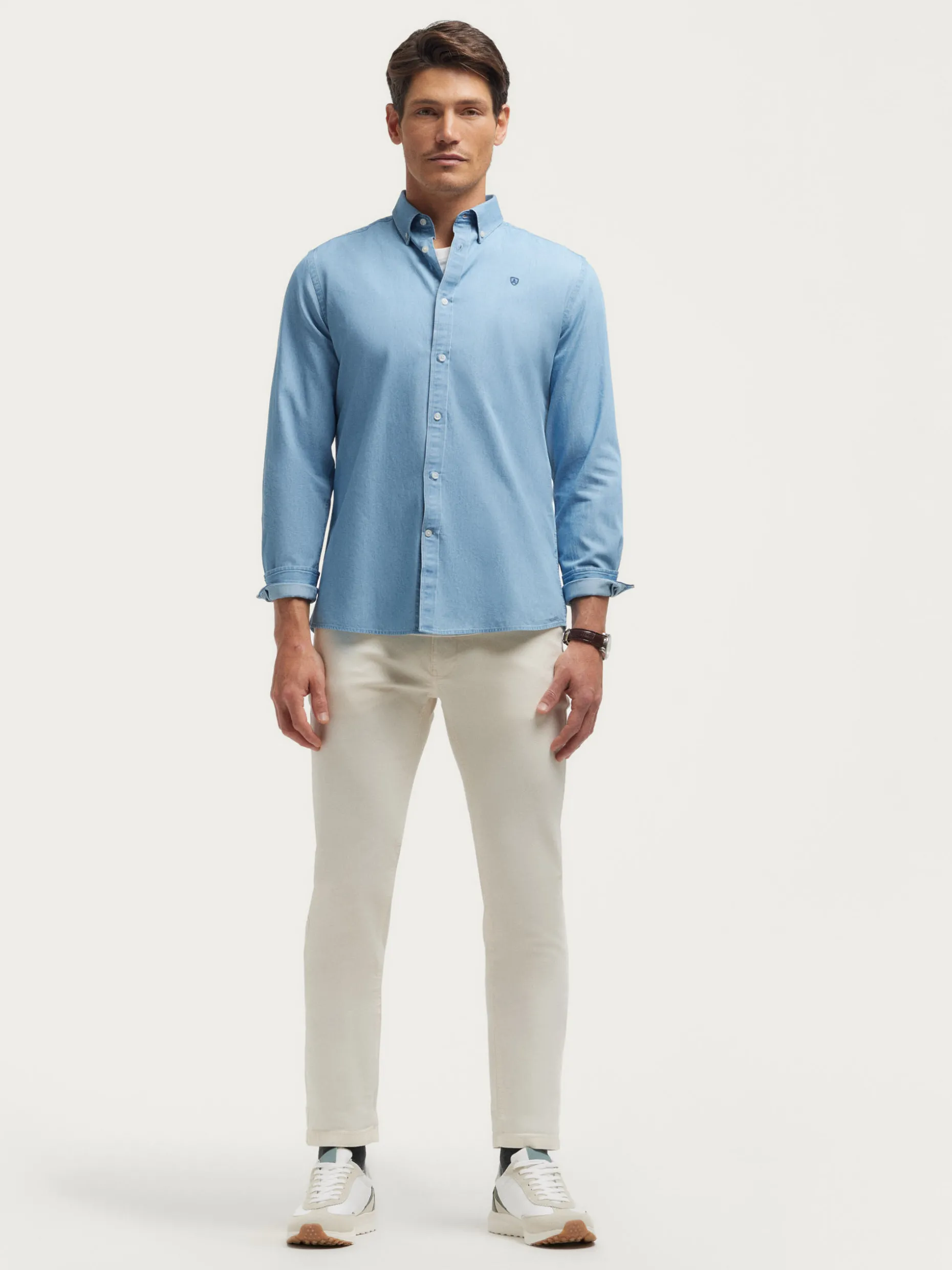 CAMISA DENIM B.DOWN CELESTE