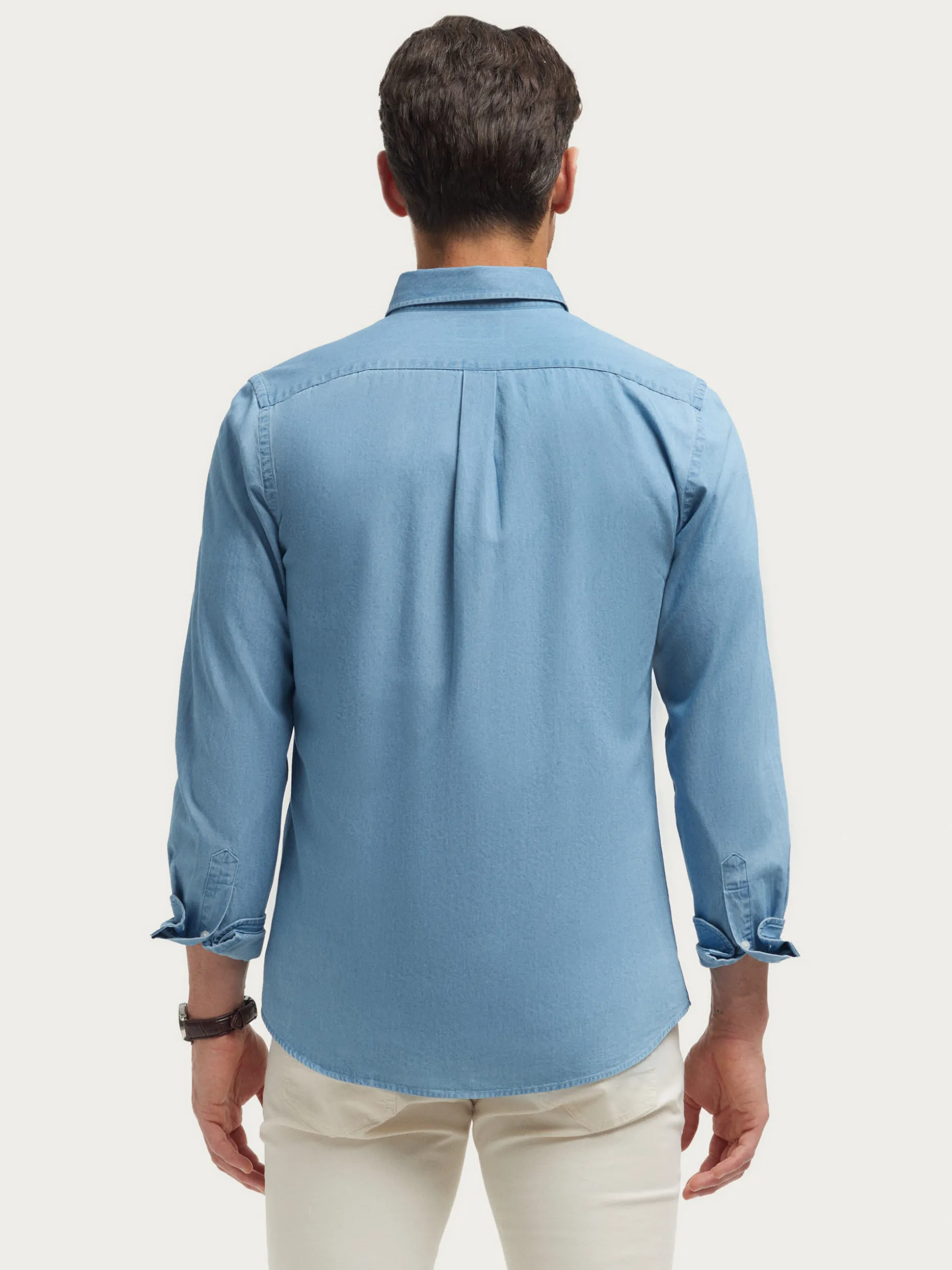 CAMISA DENIM B.DOWN CELESTE