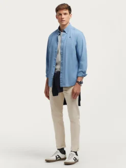 CAMISA DENIM RAYAS AZUL