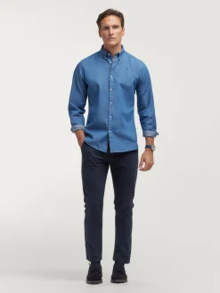 CAMISA DENIM SLUB AZUL