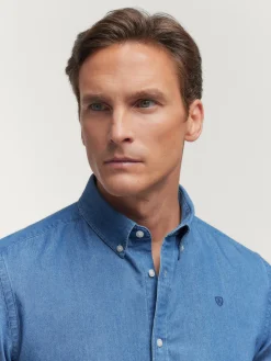 CAMISA DENIM SLUB AZUL