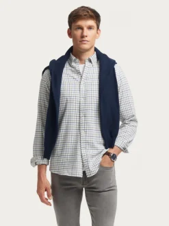 CAMISA FLANNEL CHECKS AZUL MARINO
