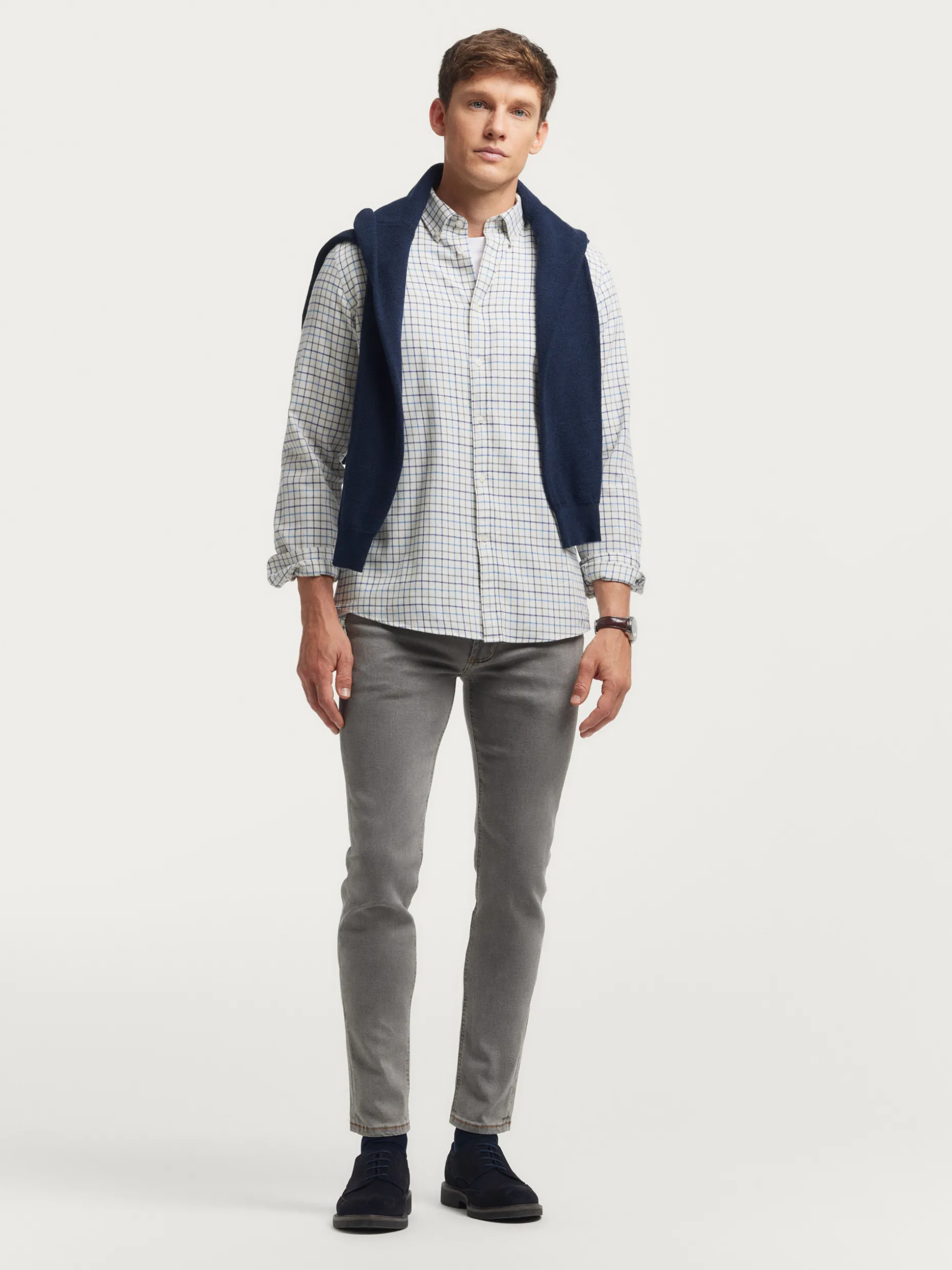 CAMISA FLANNEL CHECKS AZUL MARINO