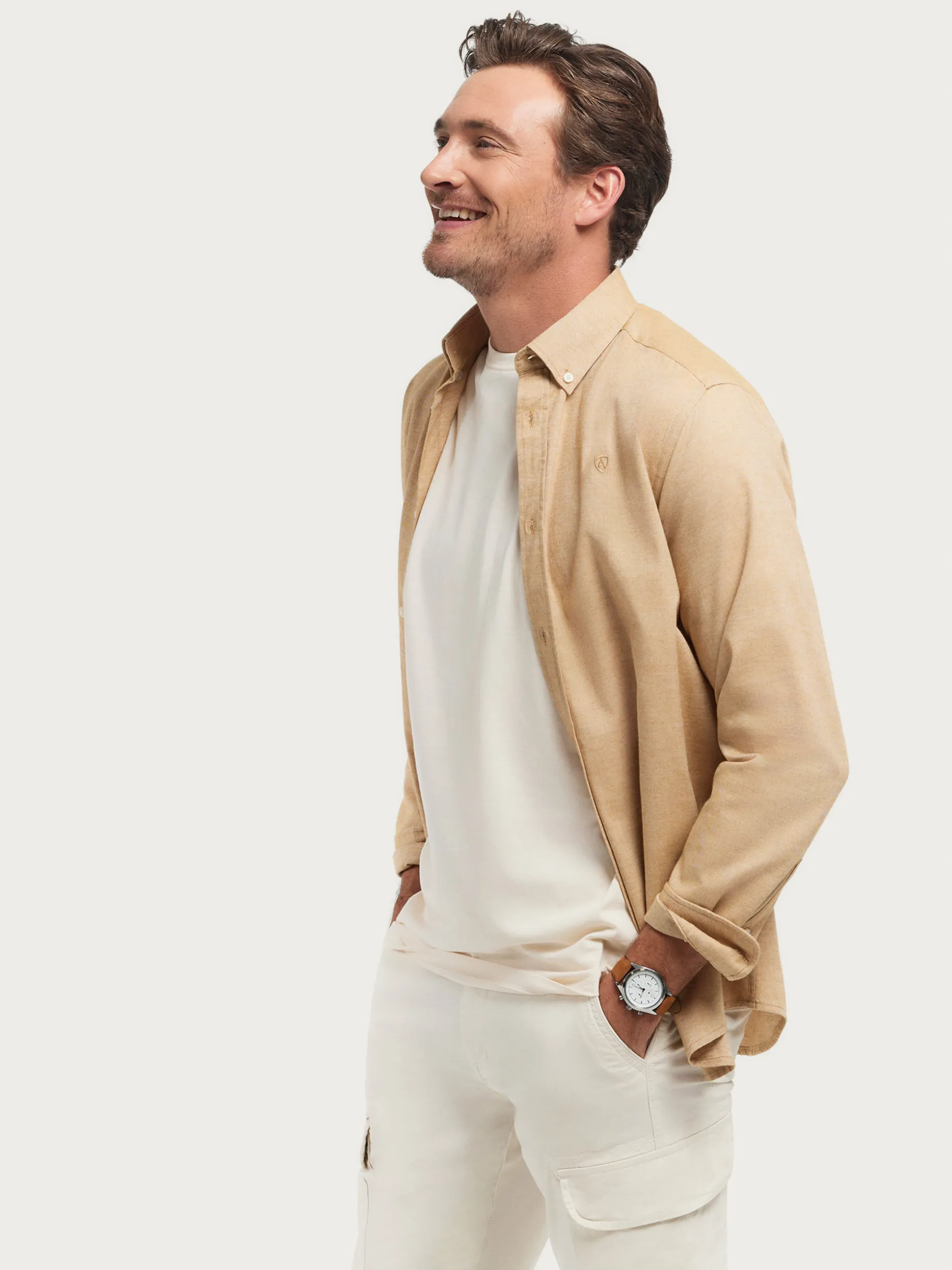 CAMISA FLANNEL TWILL CAMEL