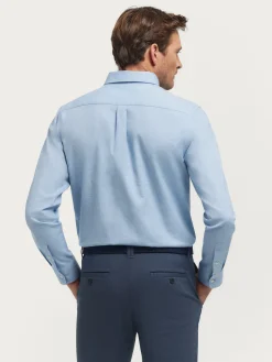 CAMISA FLANNEL TWILL CELESTE