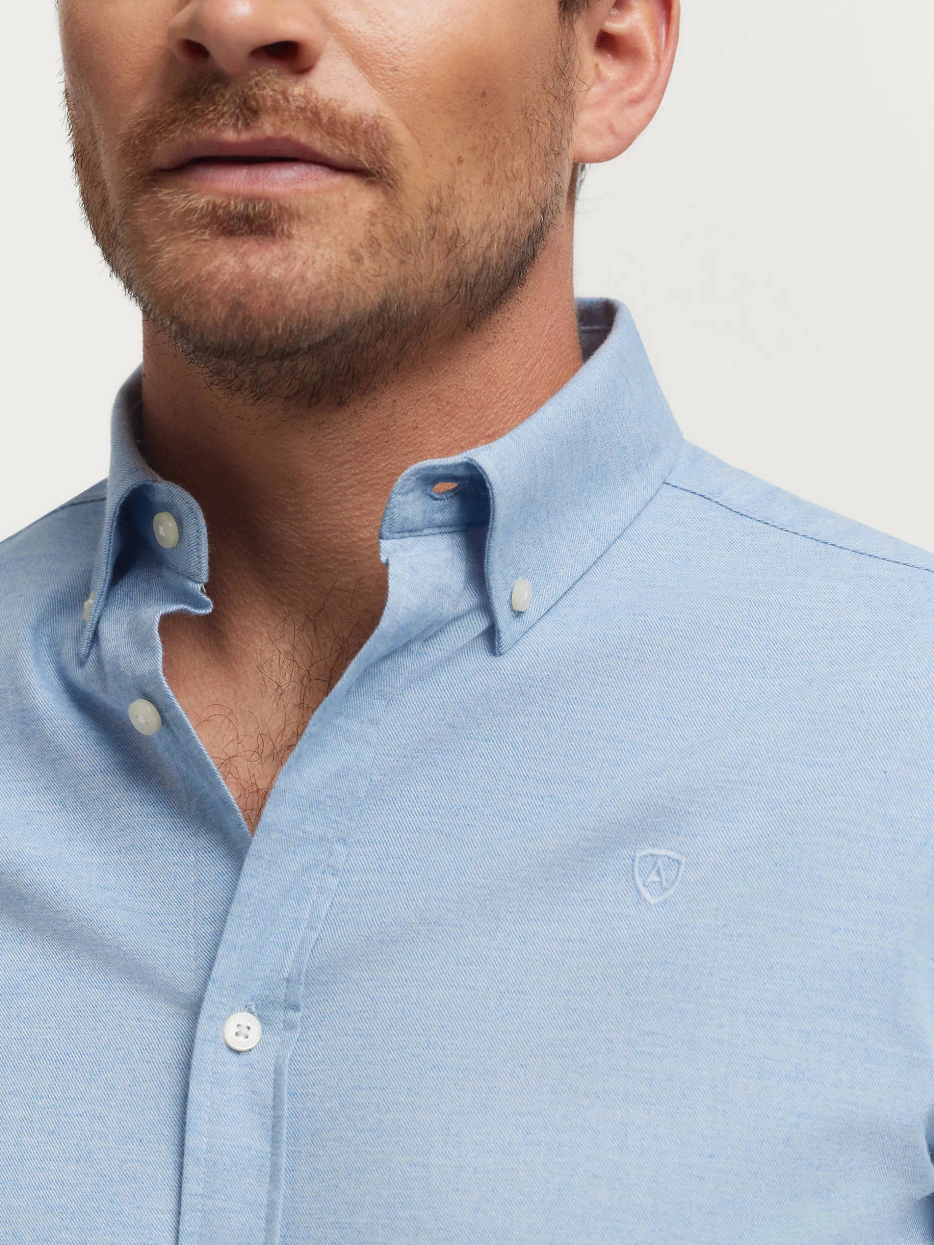 CAMISA FLANNEL TWILL CELESTE