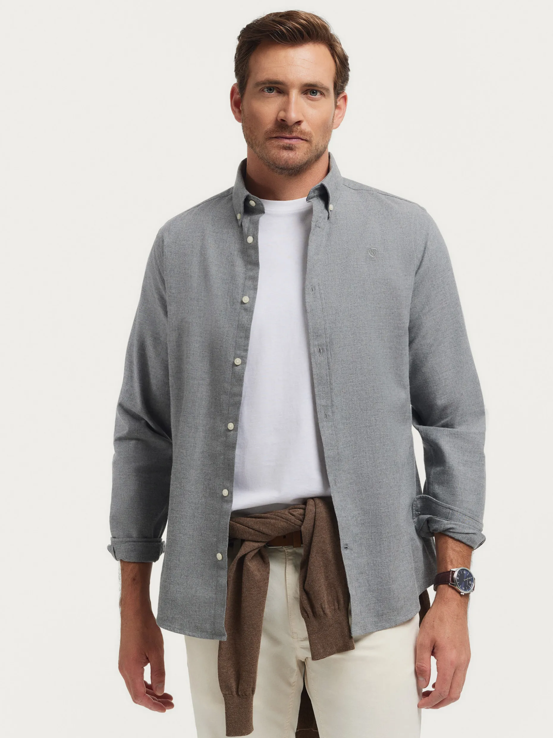 CAMISA FLANNEL TWILL GRIS