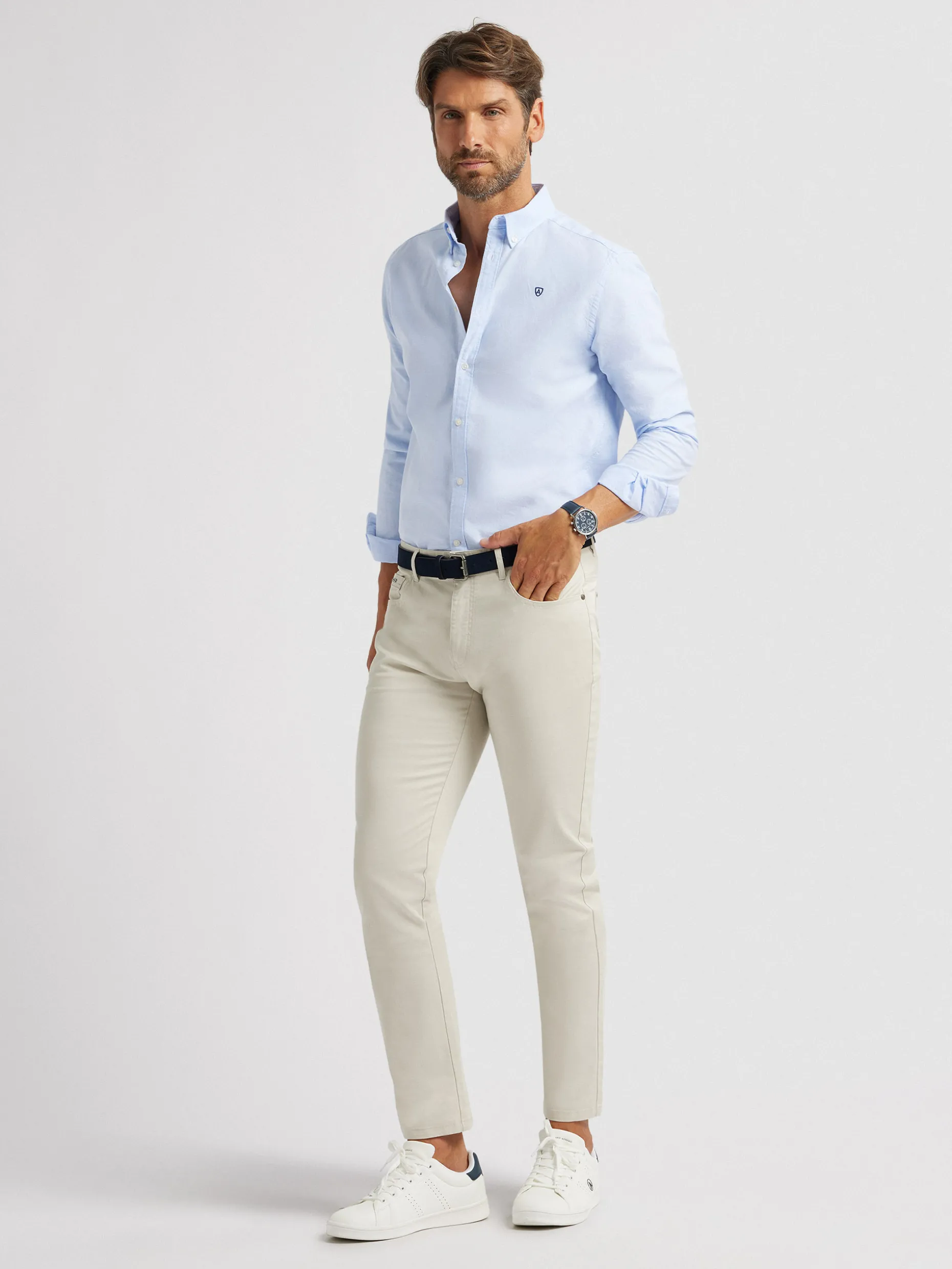 CAMISA OXFORD BASIC CELESTE