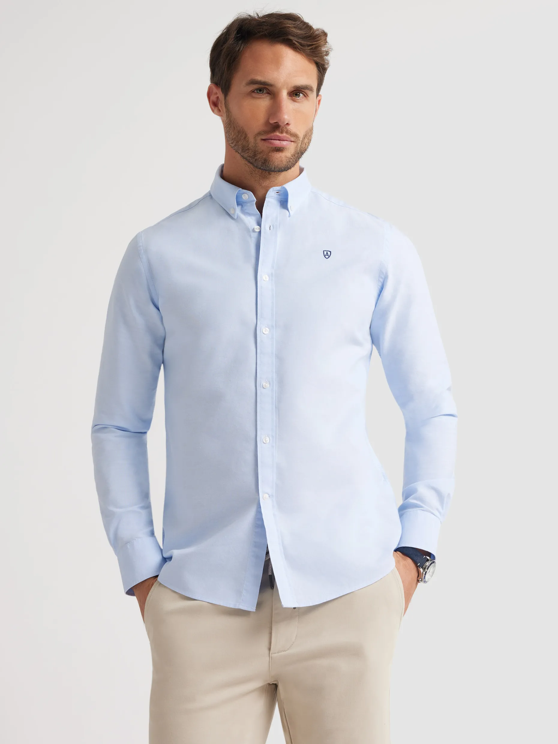 CAMISA OXFORD BASIC CELESTE