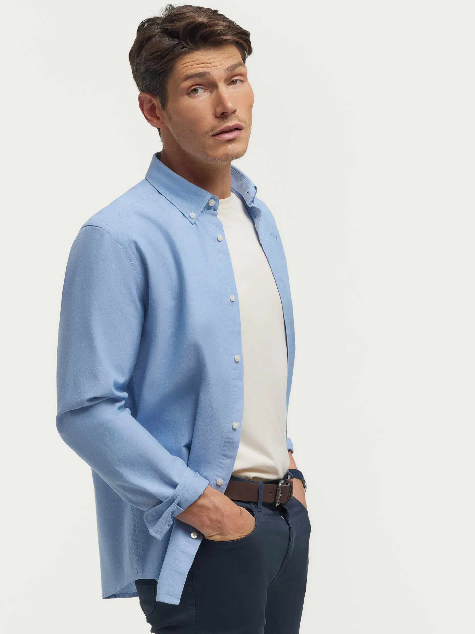 CAMISA OXFORD CHAMBRAY CELESTE