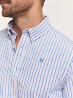 CAMISA OXFORD FANCY STR AZUL