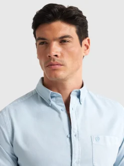 CAMISA OXFORD POCKET DYE CELESTE