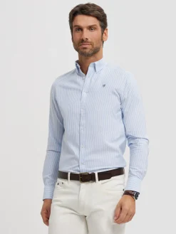 CAMISA OXFORD RAYAS BASIC CELESTE