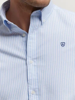 CAMISA OXFORD RAYAS CELESTE