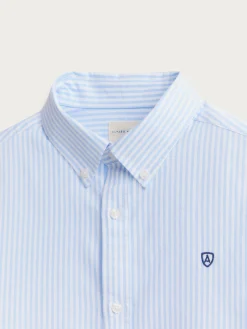 CAMISA OXFORD RAYAS CELESTE