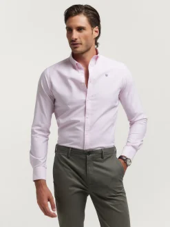 CAMISA OXFORD RAYAS ROSA