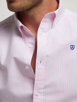CAMISA OXFORD RAYAS ROSA