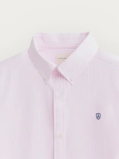 CAMISA OXFORD RAYAS ROSA