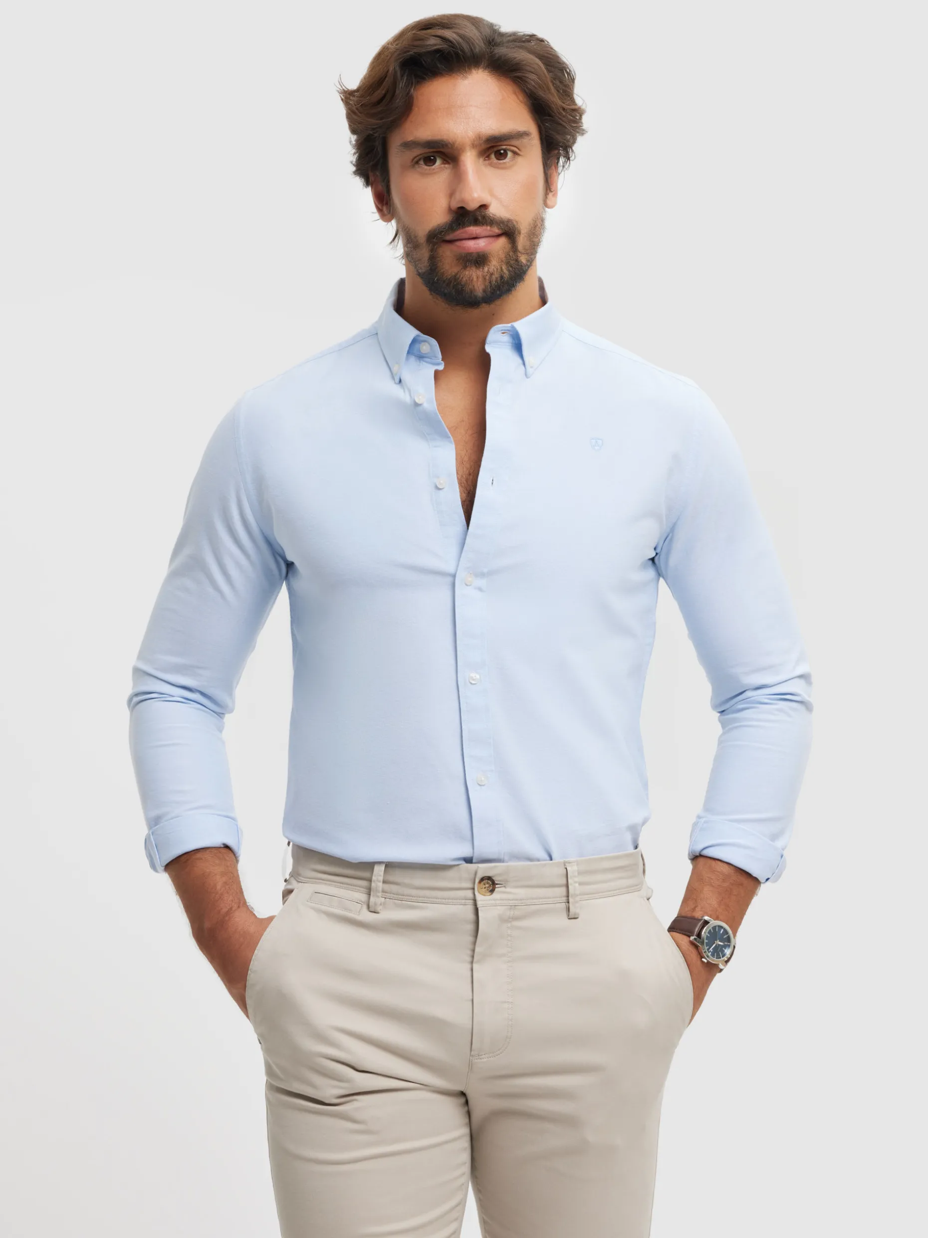 CAMISA OXFORD SOLID CELESTE