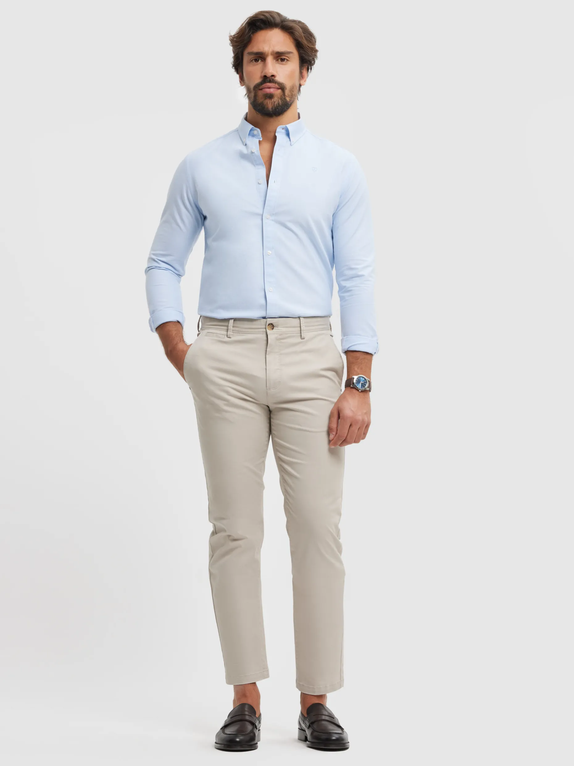CAMISA OXFORD SOLID CELESTE