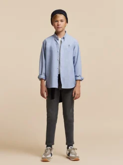CAMISA OXFORD SOLID KIDS AZUL