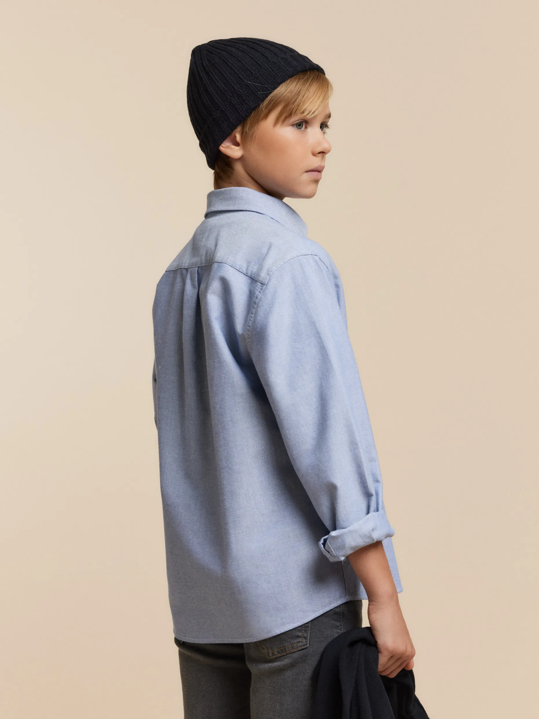 CAMISA OXFORD SOLID KIDS AZUL
