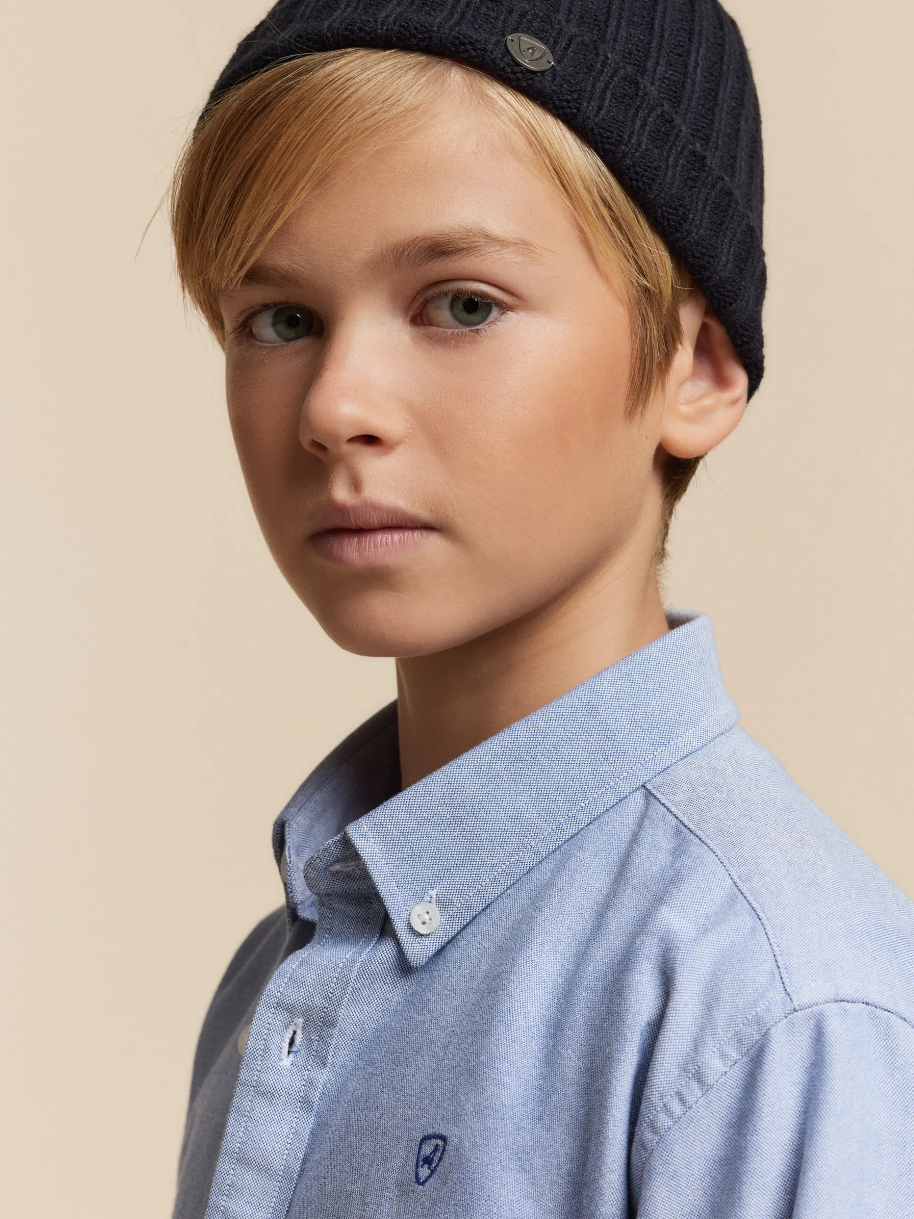 CAMISA OXFORD SOLID KIDS AZUL