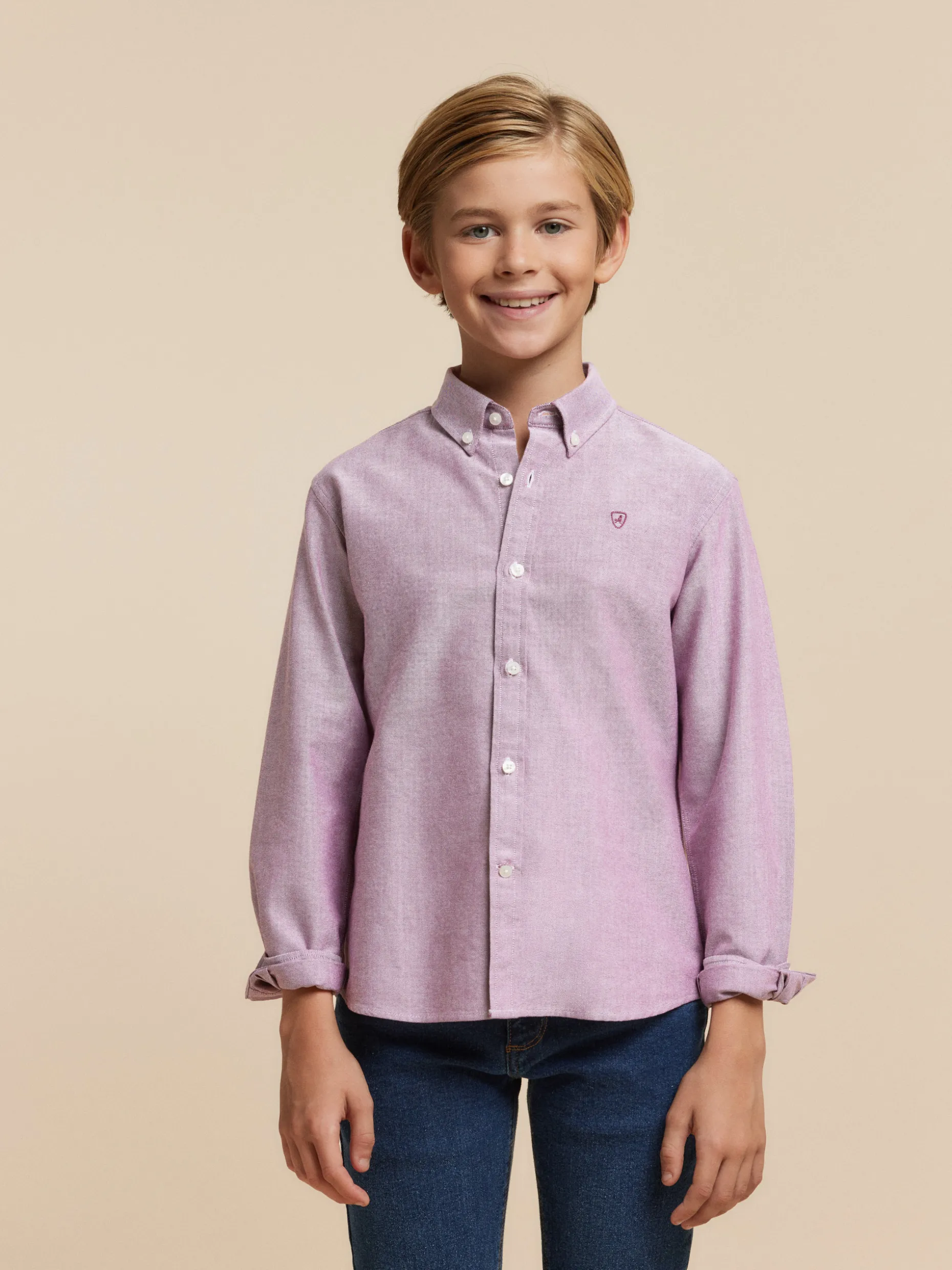 CAMISA OXFORD SOLID KIDS BURDEOS