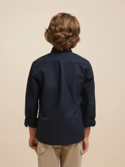 CAMISA OXFORD SOLID KIDS AZUL MARINO