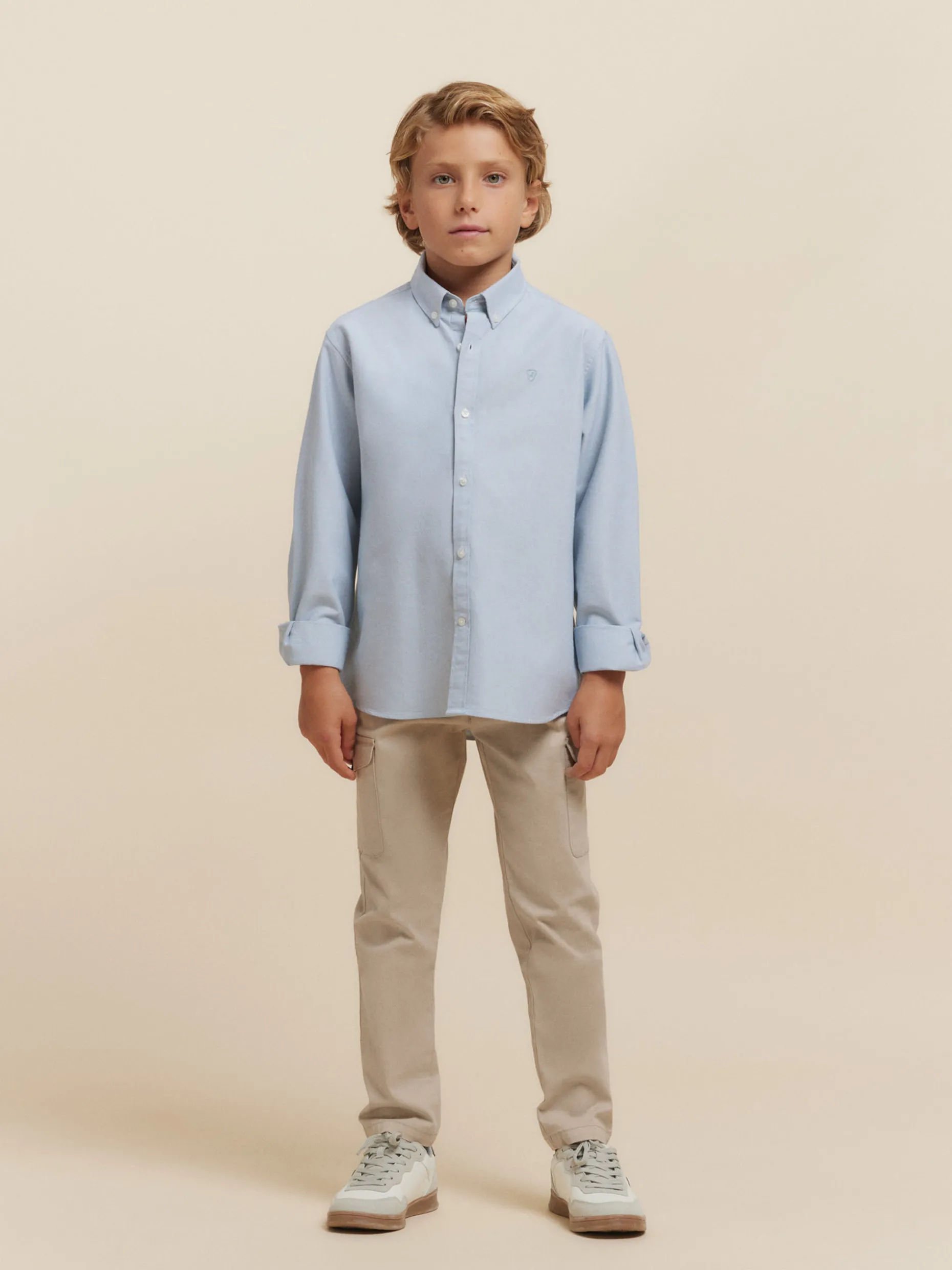 CAMISA OXFORD SOLID KIDS AZUL