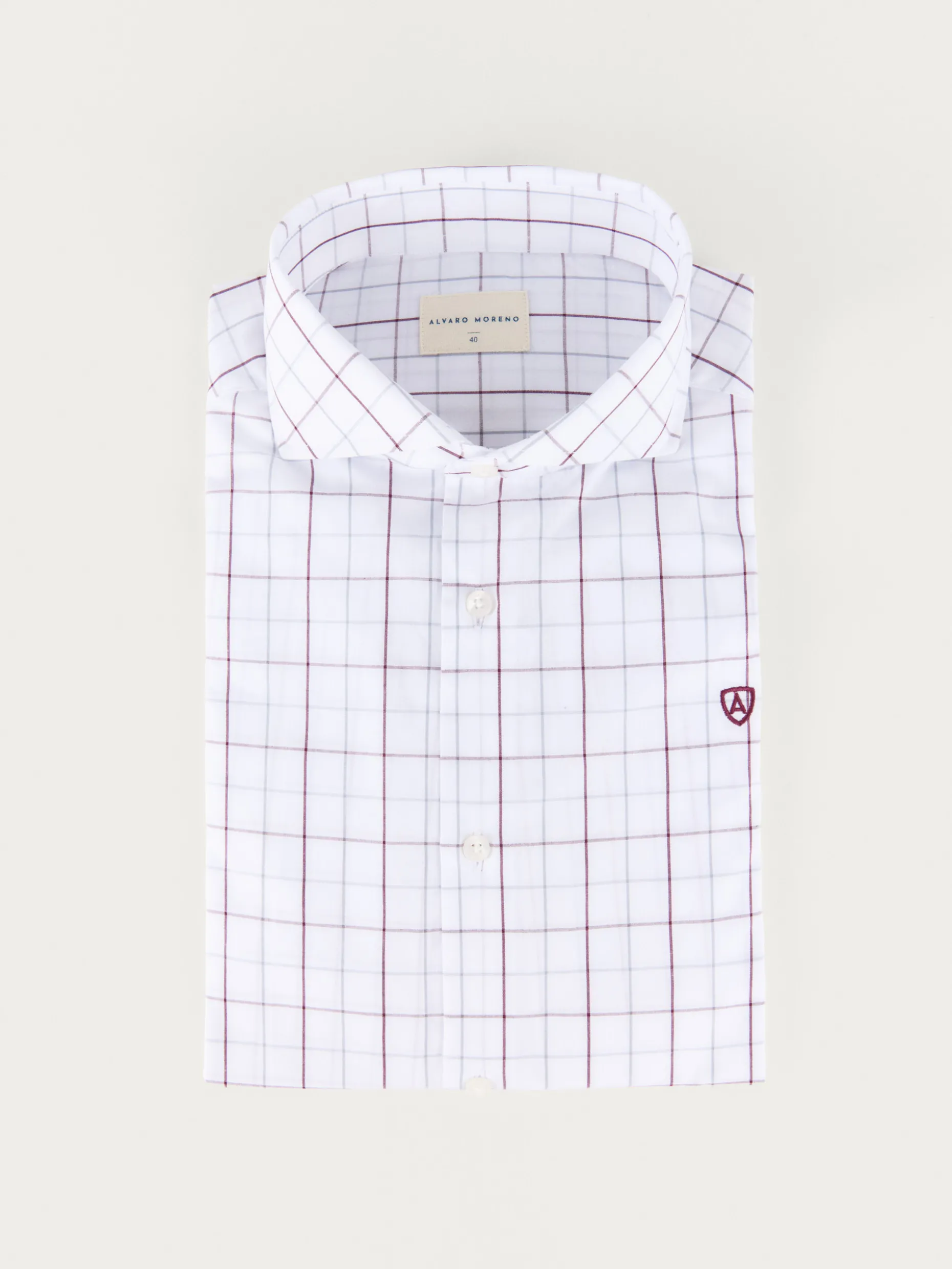 CAMISA POPELIN CUADROS BURDEOS