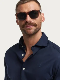 CAMISA PUNTO ELASTICO AZUL MARINO