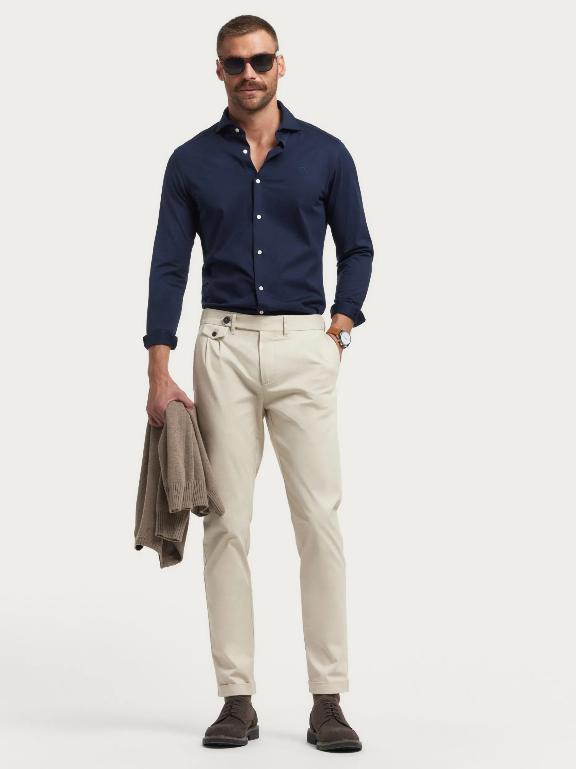 CAMISA PUNTO ELASTICO AZUL MARINO