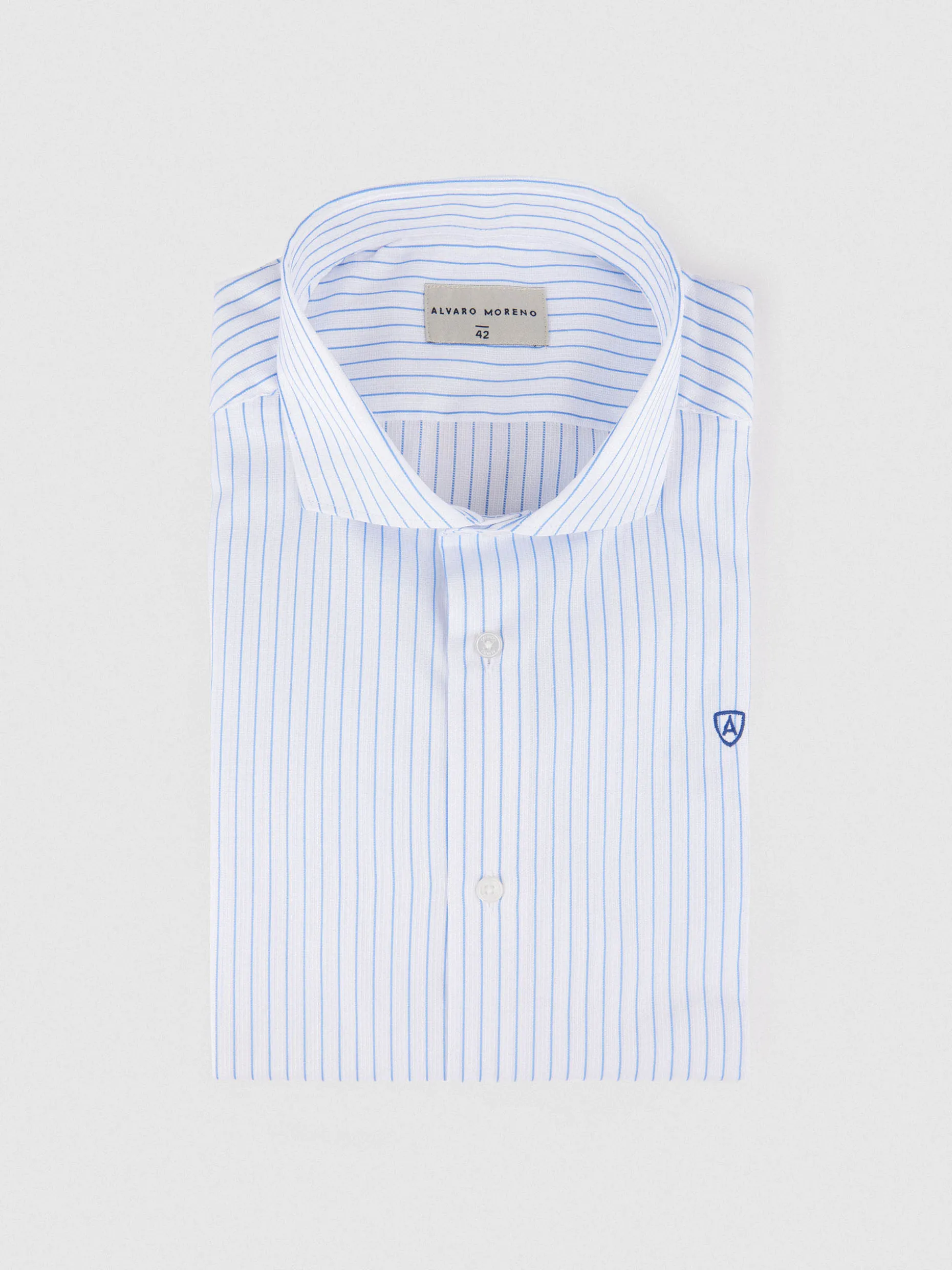 CAMISA RAYAS ESTRUCTURA CELESTE