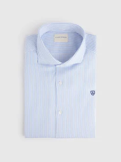 CAMISA VESTIR RAYAS CELESTE