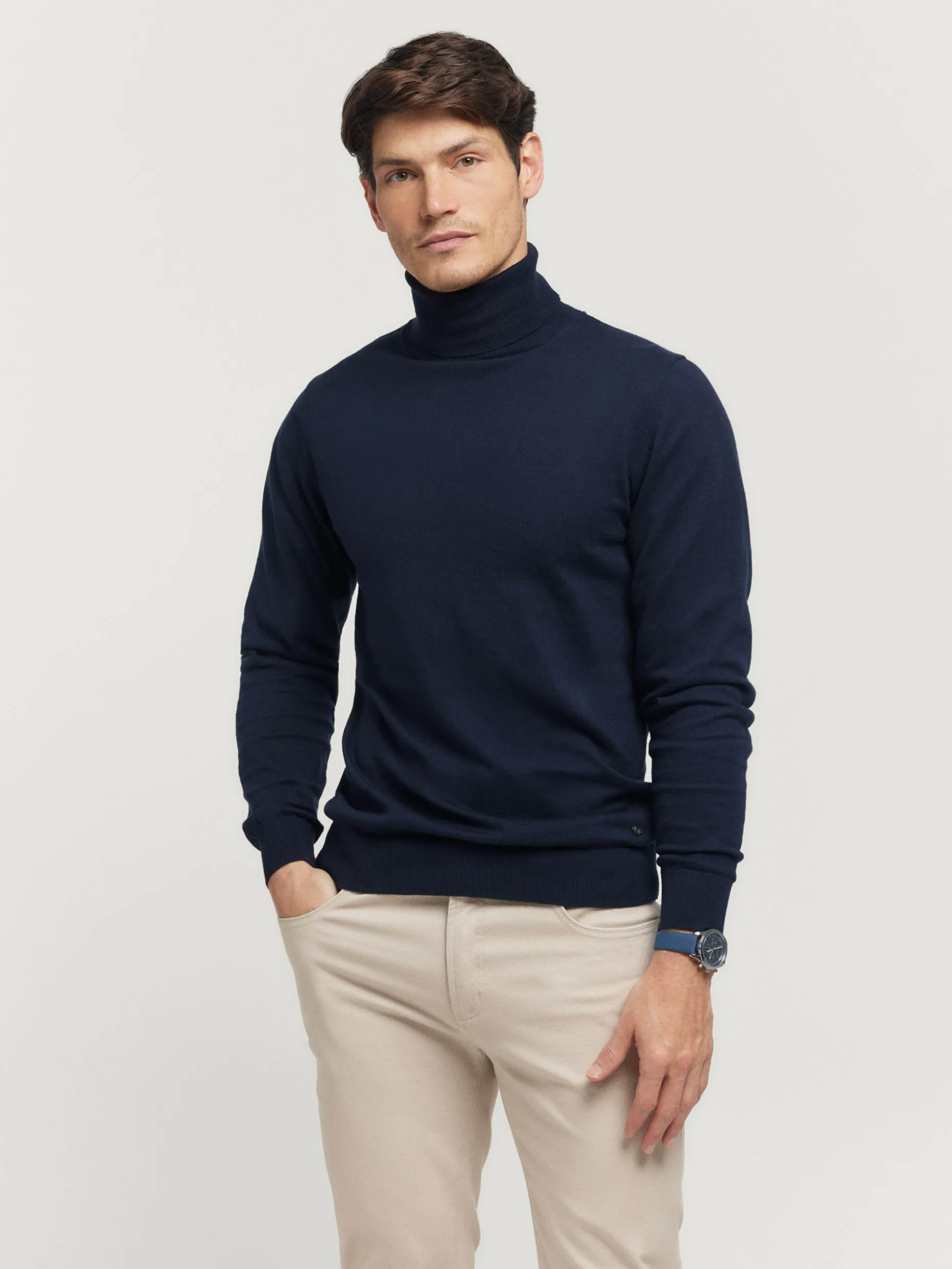 JERSEY ROLL COLLAR AZUL MARINO