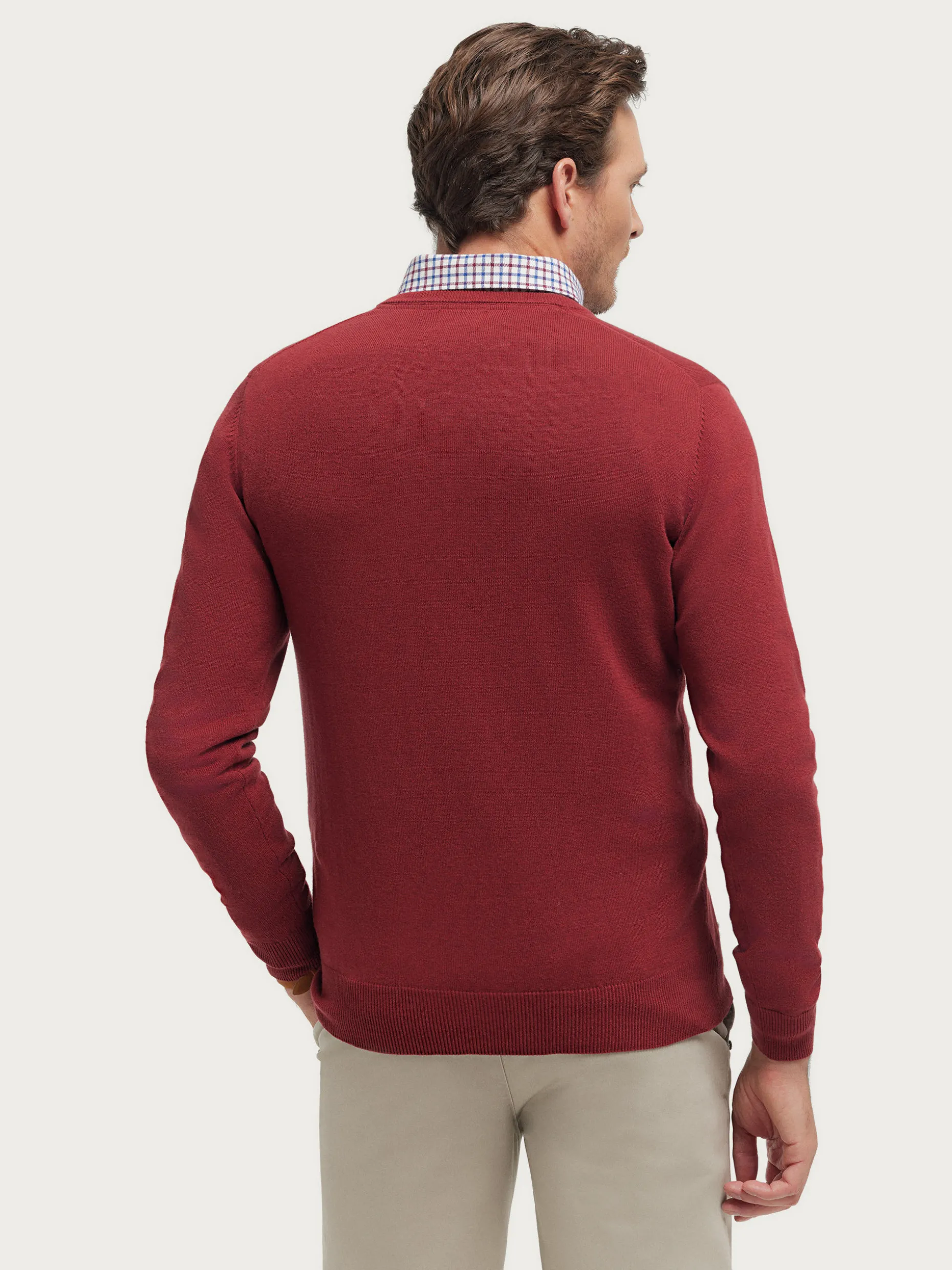 JERSEY V-NECK TRENDY BURDEOS